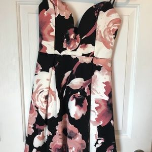 Strapless floral mini dress